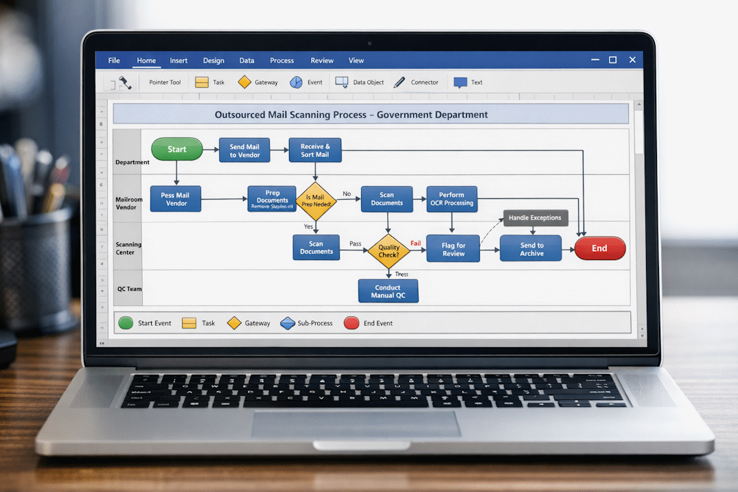 laptop with procress map illustration